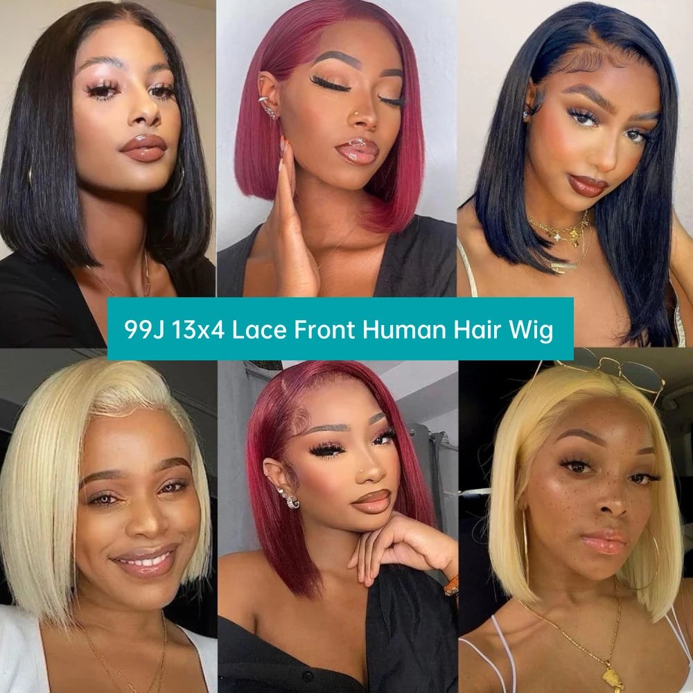 Burgundy Bob Wig Human Hair 13x4 Frontal Lace - Petti’s Natural Boutique