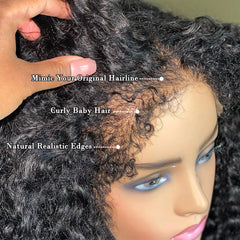 Short Bob Curly Human Hair Frontal Wig 4C Edges Lace Front Wigs - Petti’s Natural Boutique