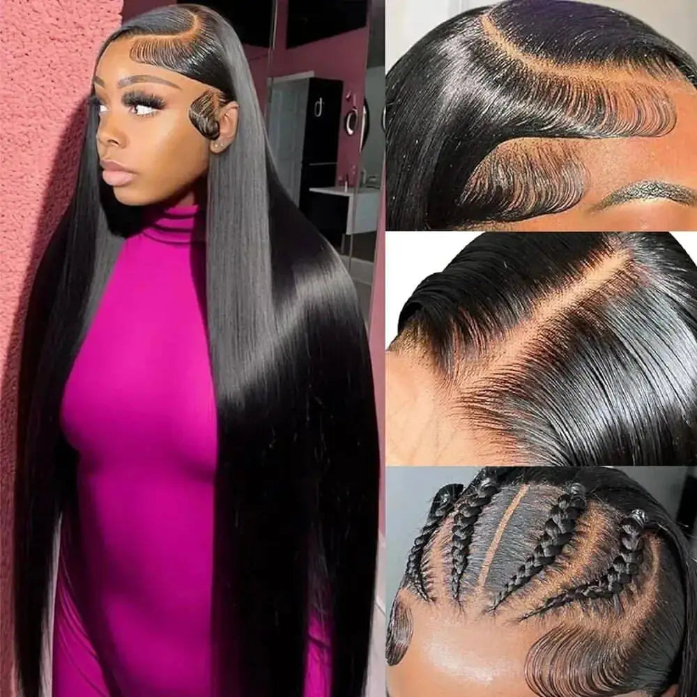 200 Density HD Lace Frontal Human Hair Straight 360 Wigs - Petti’s Natural Boutique