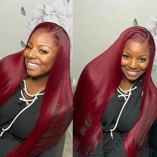 Burgundy 13x4 HD Lace Frontal Human Hair Wig - Petti’s Natural Boutique