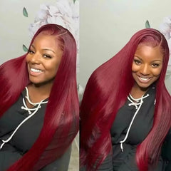 Burgundy 13x4 HD Lace Frontal Human Hair Wig - Petti’s Natural Boutique