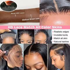 250% Density Straight Hd Transparent 13x6 Lace Frontal Wig - Petti’s Natural Boutique
