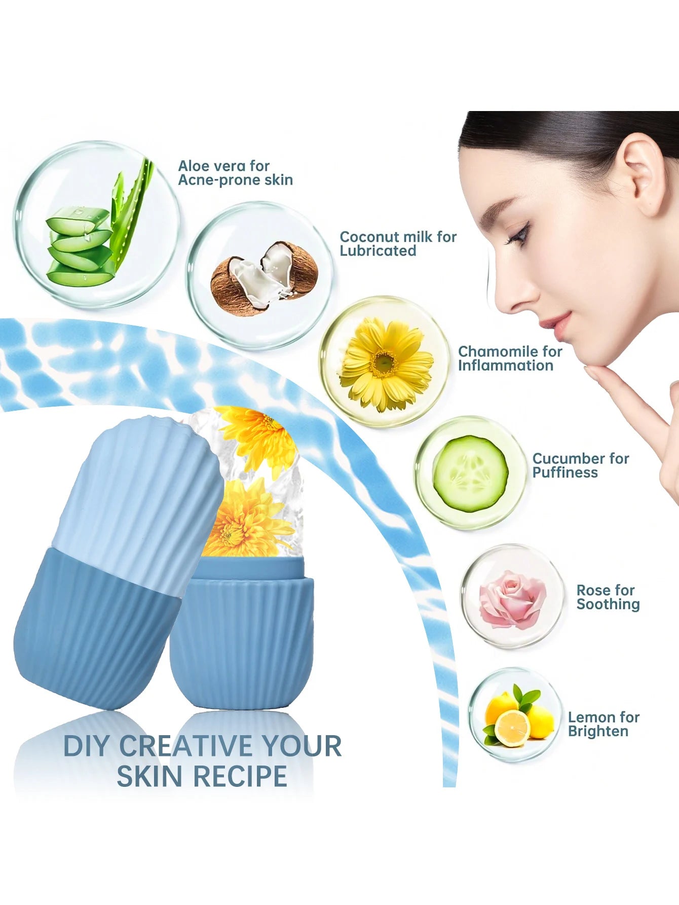Silicone Ice Roller Massager for Face - Petti’s Natural Boutique