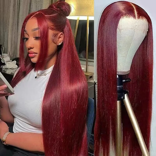 Burgundy 13x4 HD Lace Frontal Human Hair Wig - Petti’s Natural Boutique