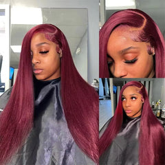 Burgundy 13x4 HD Lace Frontal Human Hair Wig - Petti’s Natural Boutique