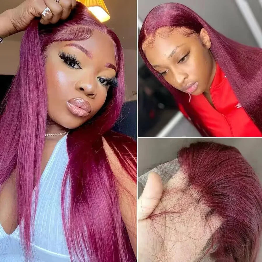 Burgundy 13x4 HD Lace Frontal Human Hair Wig - Petti’s Natural Boutique